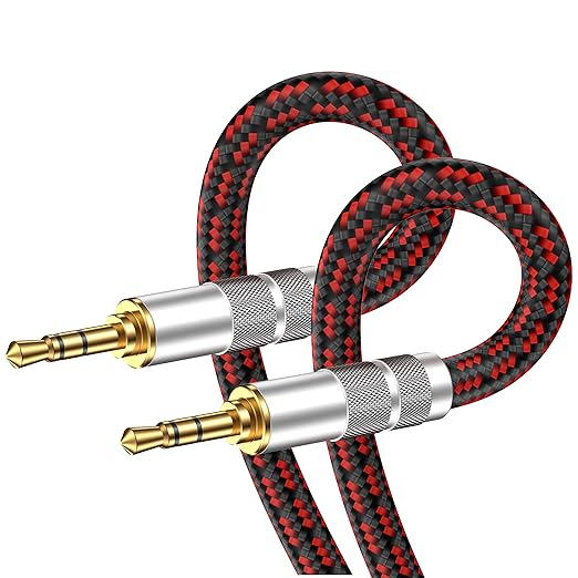 3.5mm Aux Cord, Audiophile Audio Auxiliary Cable 3.5 mm Male to Male Stereo Hi-Fi Sound Braided aux 1/8 Cable for Car Home Stereos Tablets Speakers (Straight 3.5mm, 3.2ft)