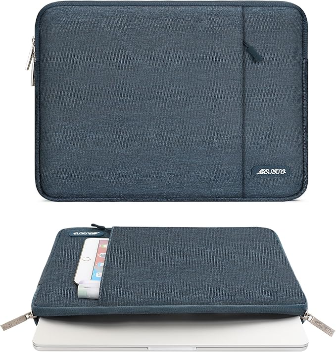 MOSISO Laptop Case 16 inch, 15-15.6 inch Laptop Sleeve Compatible with MacBook Pro 16 M4 M3 M2 M1, HP Acer Dell Lenovo ASUS Notebook, Polyester Vertical Computer Sleeve Bag with Pocket, Haze Blue