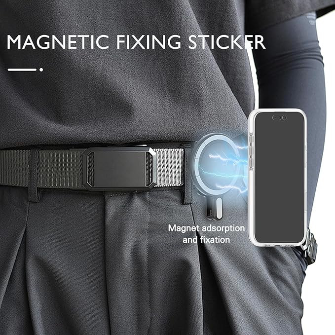 BAISRKE Magnetic Belt Clip Phone Holder, Strong Magnetic Waist Clip Compatible with Phone Cases, Portable & Versatile Accessory for Travel & Outdoor Use - Black
