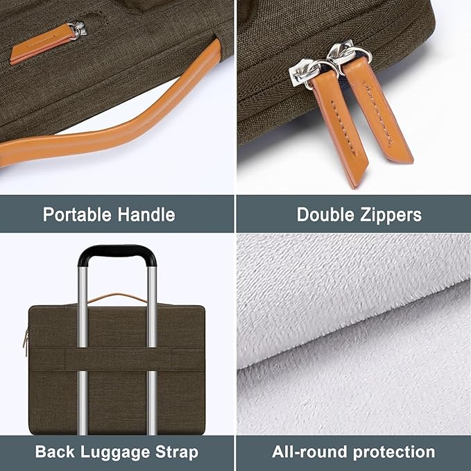 MOSISO 360 Protective Laptop Case 13 inch, 13 inch Laptop Sleeve Compatible with MacBook Air M4 M3 M2 M1 2025-2018/Pro M2 M1 2025-2016, Side Open Carrying Case with 4 Zipper Pockets&Handle,Carob Brown