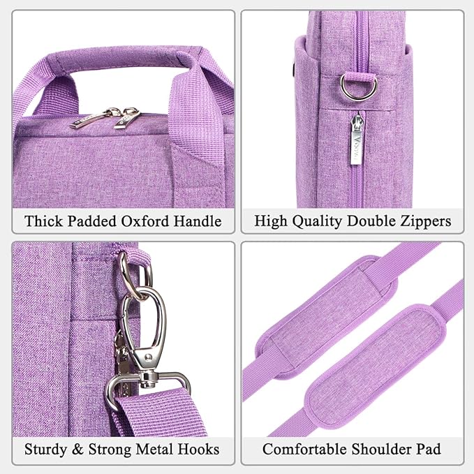 Voova Laptop Bag Case 15 15.6 16 Inch, Computer Sleeve Messenger Bag with Shoulder Strap Expandable Waterproof Business Briefcase for Men Women to Work Travel School, Fit 14-16 Inch Laptop, Lavender