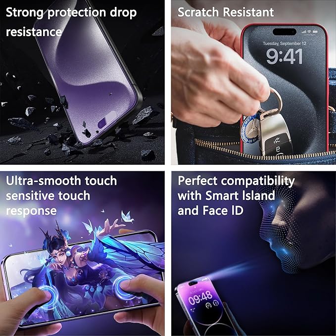 2 Pack Anti Blue Light Matte Screen Protector for iPhone 12 Pro Max 6.7-Inch Auto Dust Removal, No Bubbles, Tempered Glass Film, Easy Installation