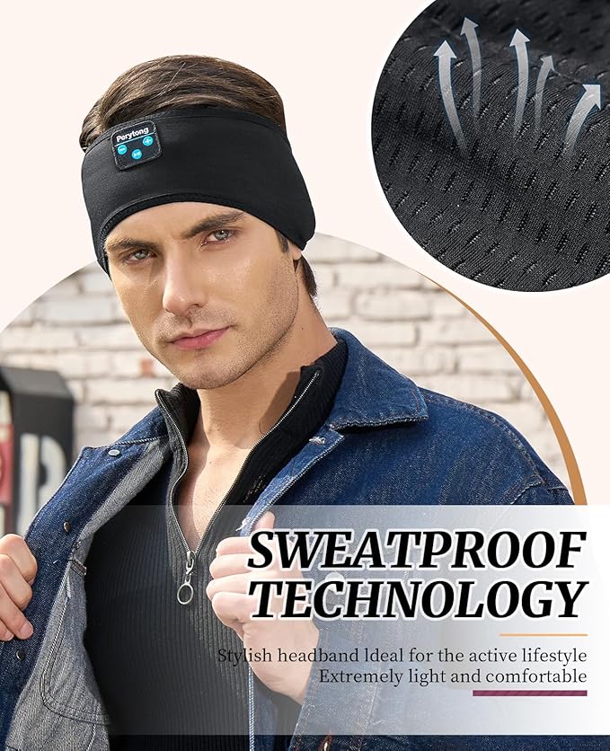 Perytong Sleep Headphones Bluetooth Headband Wireless Headphone Headband for Side Sleepers - Headphones for Sleeping - Sleeping Headband for Insomnia Nuit Travel,Gift for Women Men Mom Dad