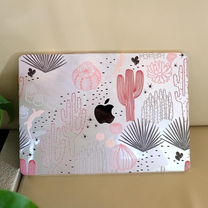 MEEgoodo for M4/M3/M2 MacBook Air 15.3 inch Case 2025 2024 2023, Case Fit Model (A3241/A3114/A2941) for MacBook Air 15 inch, Laptop Hard Shell with Keyboard Cover, Cacti