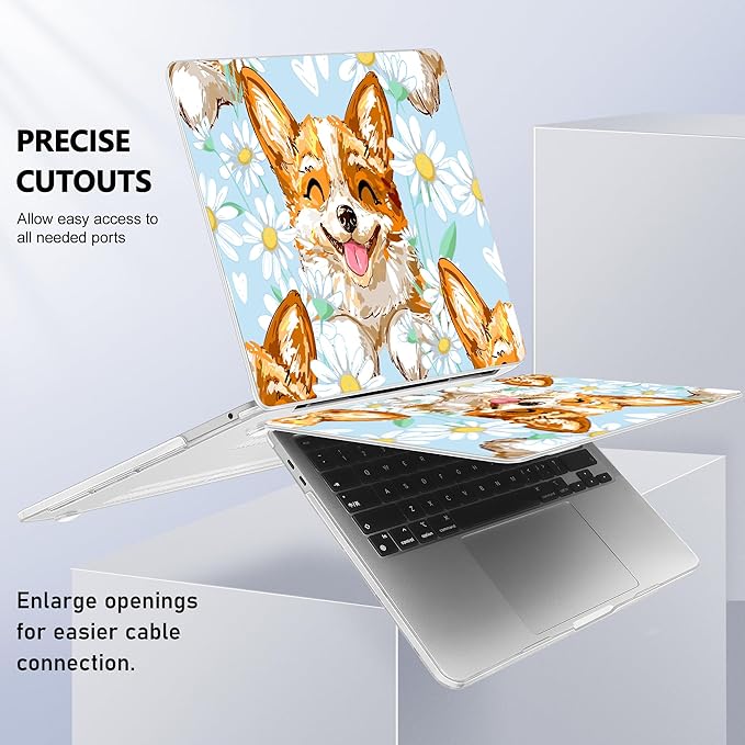 Case for MacBook Pro 13 inch with/Without Touch Bar (2016-2022, M2 A2338 M1 A2289 A2251 A2159 A1989 A1706 A1708), Hard Shell + Keyboard Cover + Dust Plug, Cute Corgi Dog