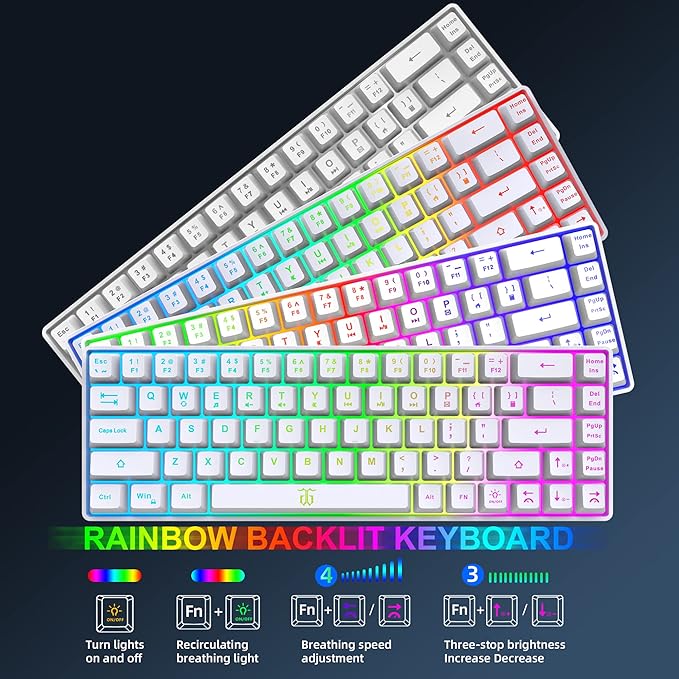 Snpurdiri 60% Wireless Gaming Keyboard and Mouse Combo,LED Backlit Rechargeable 2000mAh Battery,Mini Mechanical Feel Anti-ghosting Keyboard +Popular RGB Gaming Mice for PC Gamer (White)