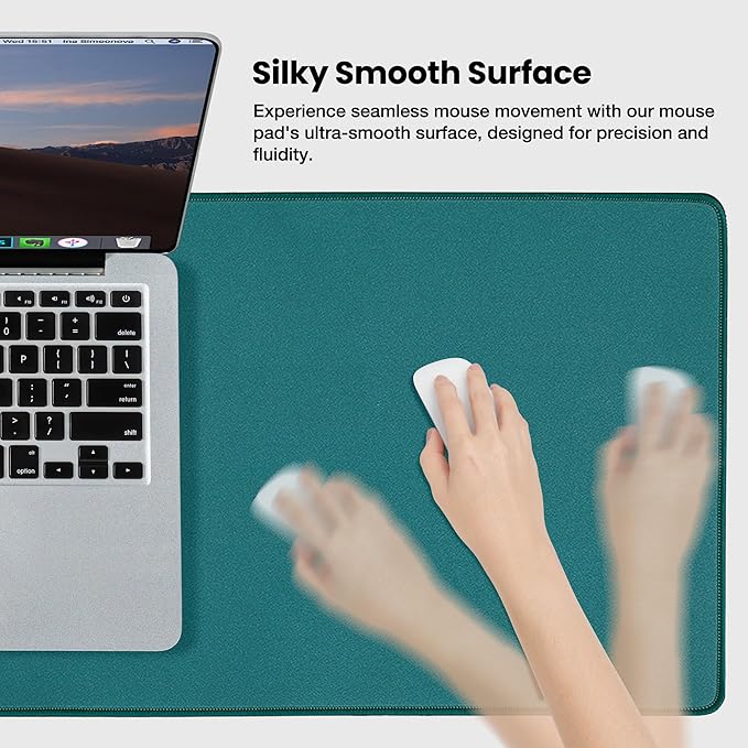 ALOANES Waterproof Mouse Pad, XL Gaming Keyboard Pad with Anti-Slip Base, Grain Jacquard Surface, Extend Desk pad for Gamer, Office & Home, Green Mousepad 31.5''x 11.8''x 0.12''