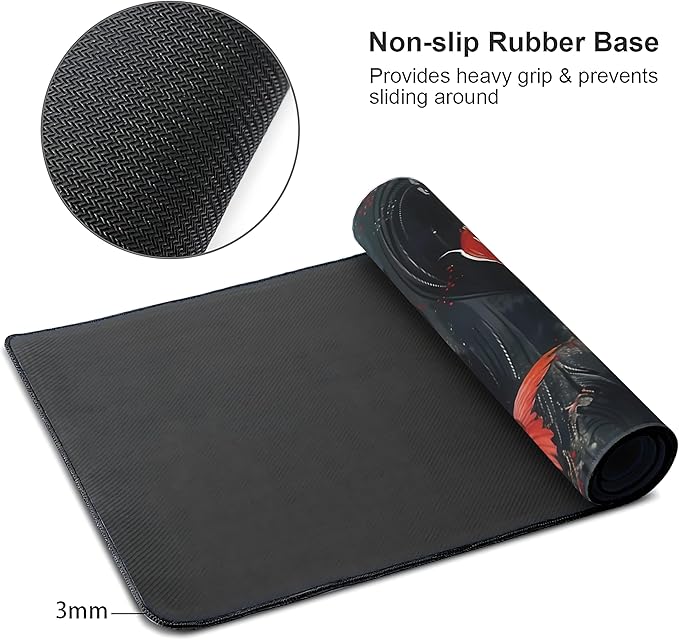 Koi Fish Large Mouse Pad,Gaming Keyboard Desk Pad,Extended Mouse Mat Non-Slip Rubber Base with Stitched Edges for Office Game Home XL 31.5"x11.8"