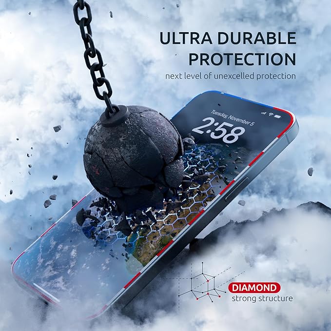 Screen Protector for iPhone 14 Pro Max - 2 Pack (USA Flag & Classic Black) Tempered Glass 9H Hardness, Full Coverage, Anti-Fingerprint Coating for iPhone 14 Pro Max Screen Protector