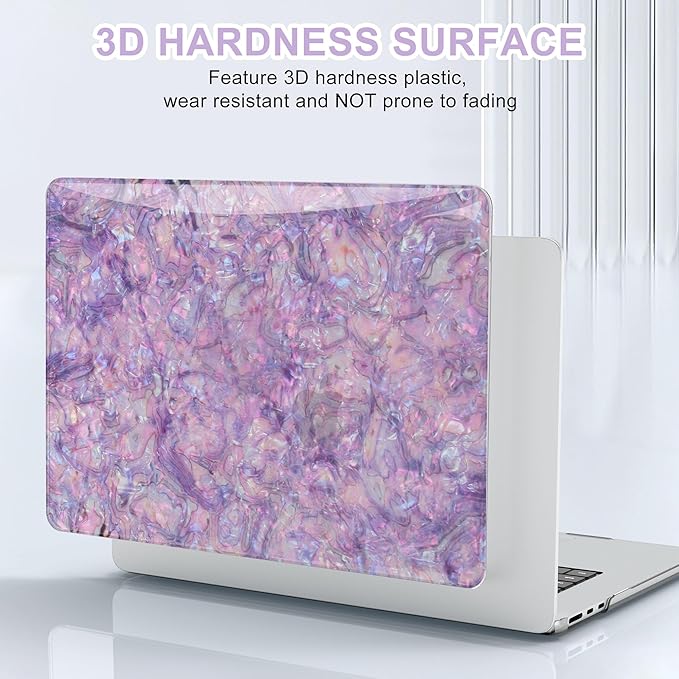 B BELK Compatible with MacBook Air 13 inch Case 2025 2024 2023 2022 M4 M3 M2 A3240 A3113 A2681, Plastic Hard Shell +Keyboard Cover +Screen Protector for MacBook Air 13.6 inch Case, Shiny Purple Pearl