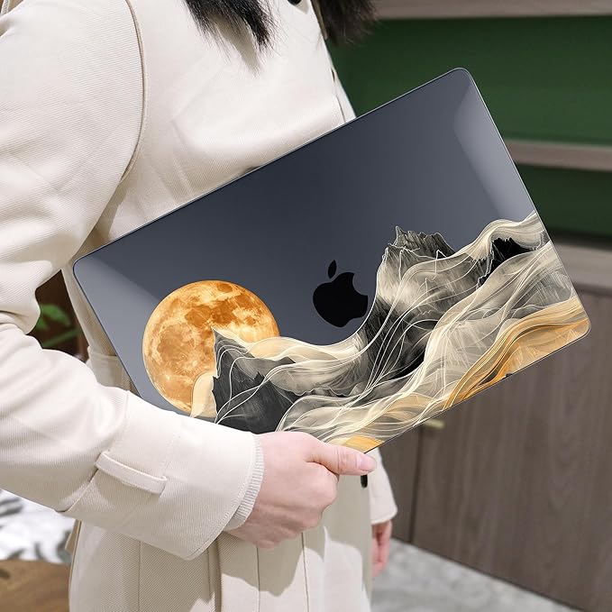 MEEgoodo Case for M4/M3/M2 MacBook Air 13.6 inch Case 2025 2024 2022, Fit Model A3240/A3113/A2681, Laptop Hard Shell with Keyboard Cover Compatible with MacBook Air 13 inch, Mystical Full Moon