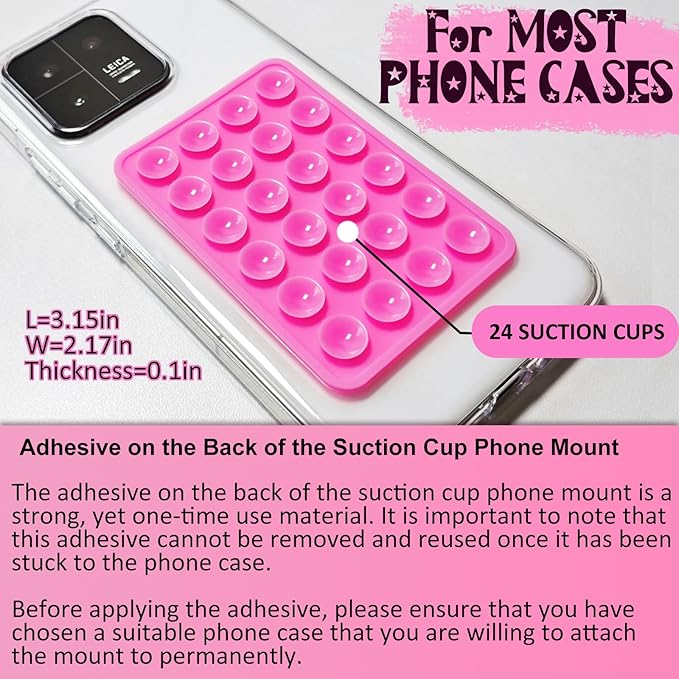 2 Pack Silicone Suction Phone Case Mount, Silicon Adhesive Phone Grip for Smartphones, Hands-Free Mirror Shower Phone Holder for Selfies, Tiktok Videos (White)