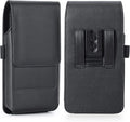 BECPLT Leather Holster Belt Case for iPhone 16 Pro/15/14/13/12/11 Pro & Galaxy S25/S24/S23/S22/S21/S20 - Slim Hard Case with Clip/Loops - Black