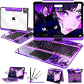 Intermerge Clear Keyboard Case for iPad Air 13" (M3/M2, 2025/2024) & Pro 12.9" (2022-2018) - 360° Rotatable Trackpad, RGB Backlit Keyboard, Pencil Holder, Power Indicator, Type-C, Neon Pulse