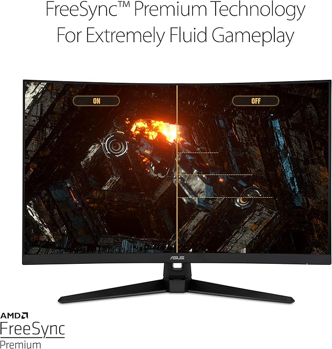 ASUS TUF Gaming 32" 1440P HDR Curved Monitor (VG32VQ1B) - QHD (2560 x 1440), 165Hz (Supports 144Hz), 1ms, Extreme Low Motion Blur, Speaker, FreeSync Premium, VESA Mountable, DisplayPort, HDMI,BLACK