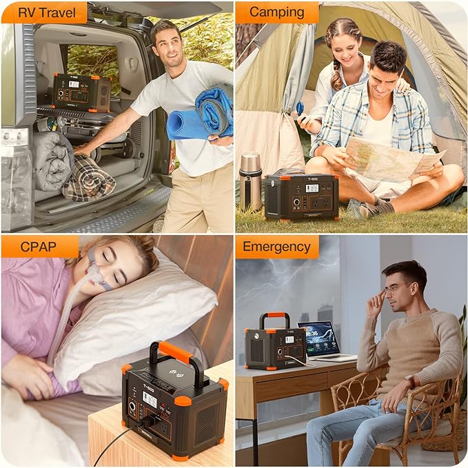 500W Portable Power Station, GRECELL Solar Generator 519Wh (Peak 1000W) Lithium Battery Power Generator with 2*110V AC Outlets, Mobile Battery Backup Pack for RV Trip Camping, Outdoor Adventure, Home