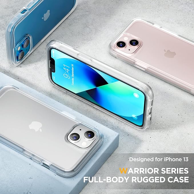 Miracase Compatible with iPhone 13 Mini case 5.4 inch, 2023 Upgrade Full-Body Glass Clear Case Bumper Case with Built-in 9H Tempered Glass Screen Protector for iPhone 13 Mini,Matte Clear