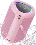 Portable Bluetooth Speaker with Lights, Stocking Stuffers, Powerful Crystal Clear Sound, IPX5 Waterproof, All Day Playtime, BT 5.3, TWS Paring, Small Wireless Speaker for Outdoor, White Elephant Gifts