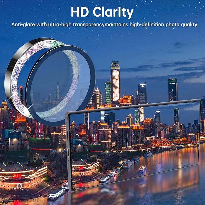 For Samsung Galaxy S25 Ultra Camera Lens Protector, Individual Lens Protector, Ultra HD 9H Tempered Glass Screen Protective Cover, Anti-scratch, Military Grade Drop Protection 2 Set. (Glitter Colorful, S25 Ultra)