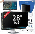 [2 Pack] 28 Inch Privacy Screen for Computer Monitor 16:9 Aspect Ratio, Eye Protection Anti Blue Light Glare Shield, 28inch Removable Black Blackout Anti Spy Desktop Security Private Filter