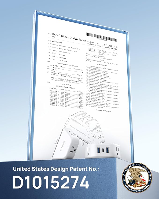 TROND Multi Plug Outlet Extender 2 Pack - Electrical Wall Splitter, 3 Way Angled Wall Outlet Adapter, Cruise Essentials, Small Multiple Plug Expander for Cruise Ship Home Office Dorm Room, White