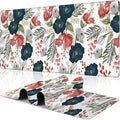Watercolor Flowers Desk Mat,Large Colorful Floral Gaming Keyboard Mouse Pad,Non-Slip Rubber Base Desk Pad Thick Stitched Edges Waterproof Mousepad Mouse Mat 31.5"x11.8"