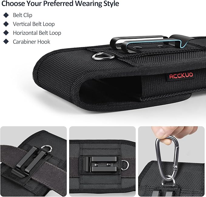 Phone Holster for Belt with Metal Clip and Magnetic Closure Compatible with Galaxy S25/S24/S23/S22/S21/S20 Ultra A16 A26 A35 A36 A55 A56 for Everyday Protection, XL-Black