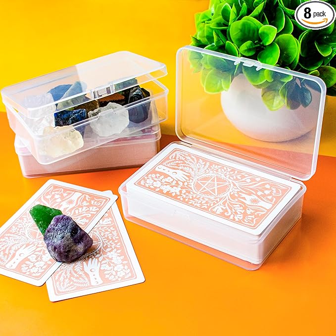 3 Pcs Tarot Card Case, Tarot Card Holder for 4 3/4"×2 3/4" Standard Tarot Cards, Plastic Clear Card Deck Box Storage, Playing Card Case for Large-sized Cards,5" ×3 1/4" ×1 3/8" (NO Cards)