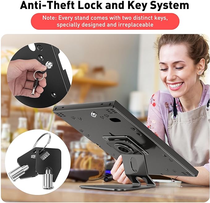 AboveTEK Anti-Theft Tablet Stand – iPad Locking & Security Stand, Countertop & Wall Mount POS Stand, 360° Swivel Kiosk Stand for iPad/iPad Air/iPad Pro – Ideal for Retail Business (Black)
