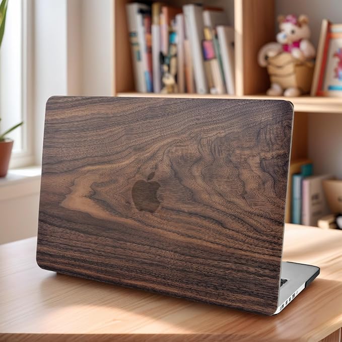 KECC Compatible with MacBook Air 13 inch Case 2022 2021 2020 2019 2018 Release M1 A2337 A2179 A1932 Plastic Hard Shell for MacBook Air 13.3 inch + Keyboard Cover + Sleeve, Walnut Wood