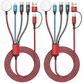 Travel Essentials 4in2 Multi Charging Cable for Apple Watch Charger,USB A/C to Dual Type C/IP/iWatch Charger,Travel Chargers for Multiple Devices Compatible with iWatch Series&iPhone 16-12（2PACK,5FT）
