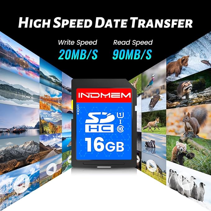 INDMEM SD Card 16GB, 8 Packs Class 10 16GB Flash Memory Card MLC Standard Secure Digital Cards Camera Card