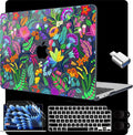 MEEgoodo for M4/M3/M2 MacBook Air 15.3 inch Case 2025 2024 2023, Case Fit Model (A3241/A3114/A2941) for MacBook Air 15 inch, Laptop Hard Shell with Keyboard Cover, Bright Flowers & Tropic Leaves