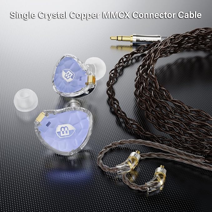 BASN ASONE 14.2mm Planar Diaphragm Driver in-Ear Monitors Earphone with Two Detachable MMCX Cables for Musicians Drummers Bass Players Singers (Blue)