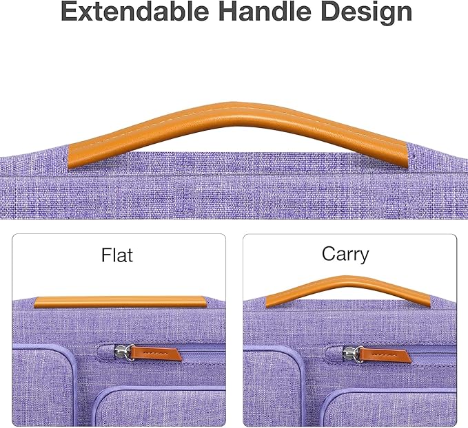 MOSISO 360 Protective Laptop Case 16 inch, 15-15.6 inch Laptop Sleeve Compatible with MacBook Pro 16, HP, Acer, Dell, Lenovo, ASUS, Side Open Carrying Case with 4 Zipper Pockets&Handle, Purple
