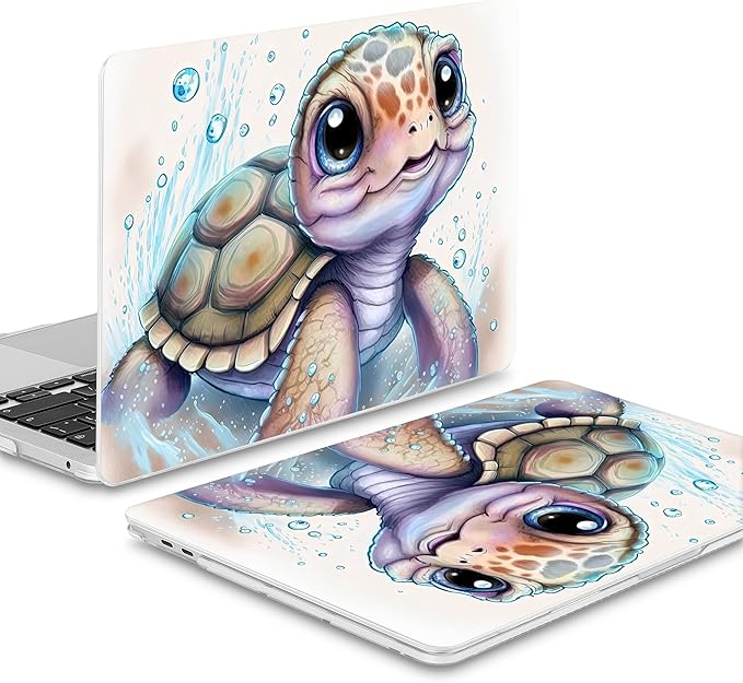 Mektron for MacBook Pro 13-inch Case 2022 2021 2020 Release A2338 M2 M1 A2289 A2251, Printed Plastic Hard Shell Cover for New MacBook Pro 13.3-inch Touch Bar Fits Touch ID，Cute Turtle