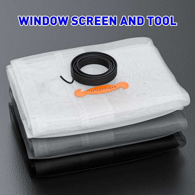 MAGZO Window Screen Replacement, 36"W x 90"L Sturdy Screen for Windows and Adjustable Door DIY Window Screen Roll French Patio Entry Porch Sliding Door Screen Mesh Curtain Net Wire Black