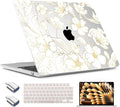 TWOLSKOO Compatible with M4 MacBook Air 15 inch Case 2025-2023 Released Model M4 A3241 M3 A3114 M2 A2941, Plastic Hard Shell & Screen Protector & Keyboard Cover & Type C Adapter, Gold Cherry Blossom