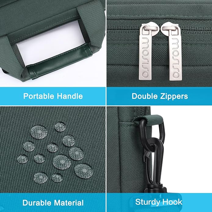 MOSISO Laptop Shoulder Bag, Computer Bag with 2 Raised&1 Flapover&1 Horizontal Pocket&Handle&Belt