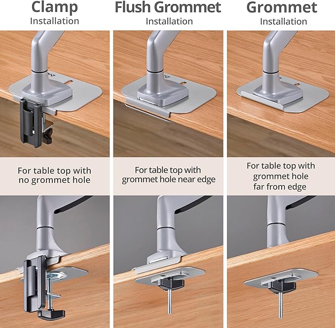 AVLT Adjustable Reinforcement Plate Bracket Mount for Fragile Tabletop - Supports Monitor Stand with C Clamp Or Grommet Installation - Gray