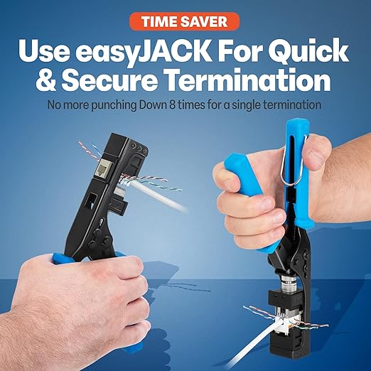 Everest 90° Angled RJ45 Cat6 Keystone Jacks 20-Pack in Ivory - Slim Profile Female RJ45 Connectors - Cat 6 Keystone Jack - Compatible with 90° Angled Speed Termination Tool - easyJACK (B094WB91H3)