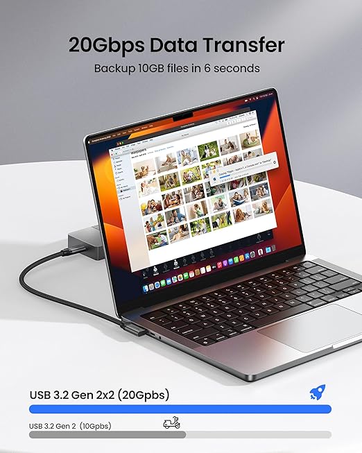 Silkland USB C Monitor Display Cable Right Angle 10FT/3M [5K/4K@60Hz 8K@30Hz], 90 Degree USB C 3.2 Gen 2x2 Video Cable, 20Gbps Data Transfer, 240W Fast PD Compatible for MacBook, iPad, iPhone 16