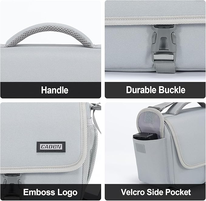 CADeN Camera Bag Case Shoulder Crossbody Bag Compatible for Nikon, Canon, Sony, DSLR SLR Mirrorless Cameras and Lenses (1.0 Grey, Small)