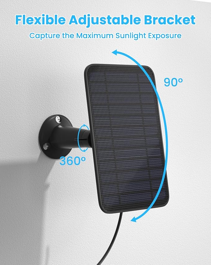 5W Solar Panel for Blink Camera Outdoor, Solar Panel Charger with Battery Compatible with New Blink Outdoor 4 (4th Gen) Camera, with 13.1ft Cable, IP65 Weatherproof, Includes Secure Wall Mount, 1 Pack