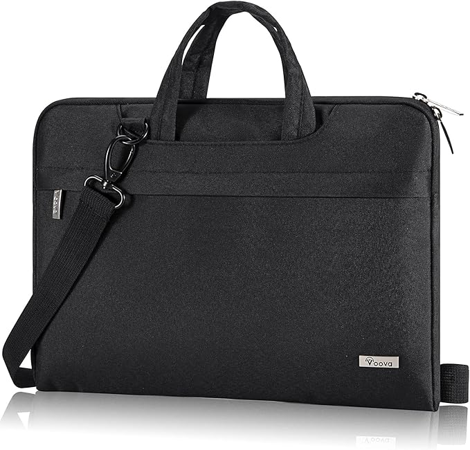 Voova Laptop Bag 13 14 Inch, Waterproof Computer Sleeve Carrying Case with Shoulder Straps & Handle Compatible with Macbook Air 13 M2/M3/M4, MacBook Pro 13/14, HP Dell Lenovo Chromebook 14, Black