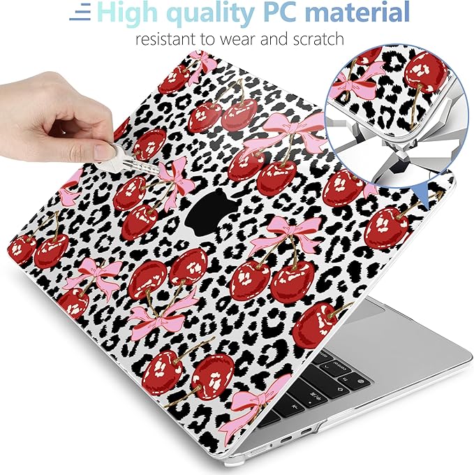 MEEgoodo Case for M4/M3/M2 MacBook Air 13.6 inch Case 2025 2024 2022, Fit Model A3240/A3113/A2681, Laptop Hard Shell with Keyboard Cover Compatible with MacBook Air 13 inch, Leopard & Cherry