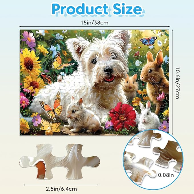4 Packs 100 Piece Puzzles for Kids Ages 4-6 - Lovely Animals Large Piece Jigsaw Puzzles for Seniors Educational Toys Gifts Kids Puzzle for 4 5 6 7 8 9 Year Olds Boys Girls