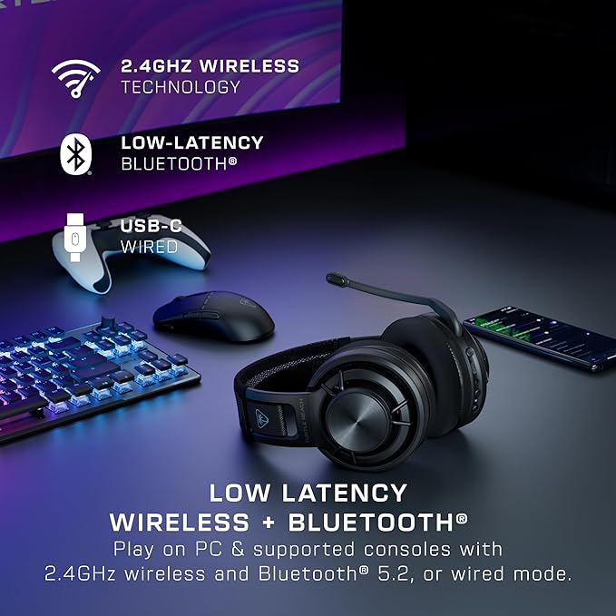 Turtle Beach Atlas Air Wireless Open Back PC Gaming Headset - PC, PS5, PS4, Mobile - 24-bit High-Fidelity Audio, Broadcast Grade Mic, Bluetooth, Floating Earcup, Memory Foam Cushions, 50-Hr Battery