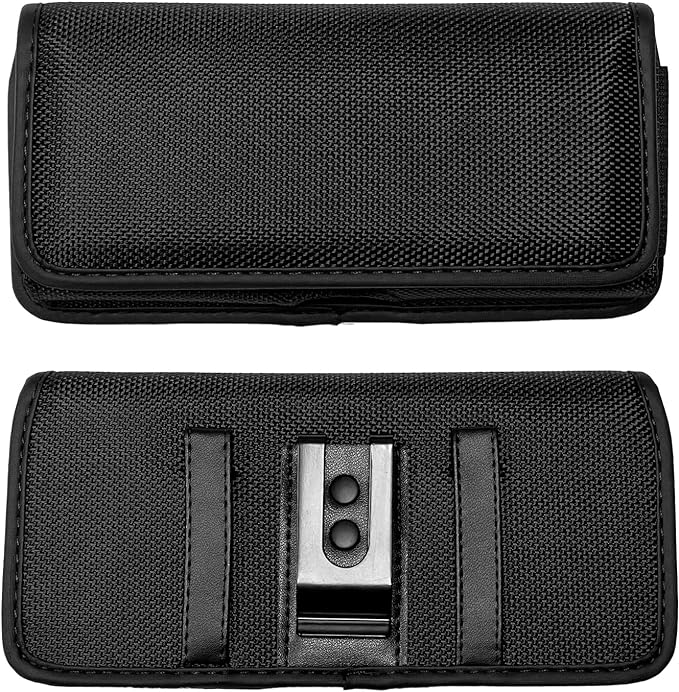 Nylon Cellphone Holster for iPhone SE (4.7"), iPhone 5, 5S - Horizontal Case Canvas Waist Carrying Pouch with Belt Clip/Loops, Black