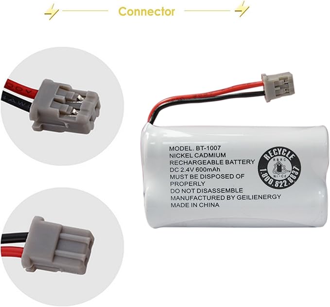 GEILIENERGY BT1007 BT1015 Phone Battery Compatible BT-1007 BT-1015 BT-904 BBTY0460001 BBTY0510001 DCX150 DECT1500 D1484 HHR-P506 HHR-P506A Handset Cordless Telephone(6 Pack)